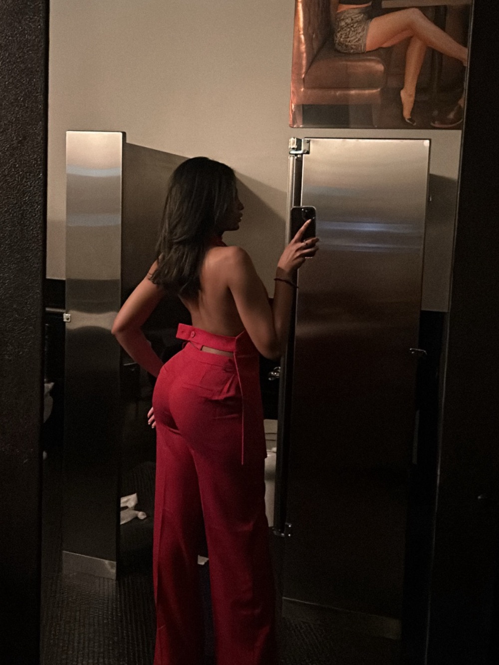 Backless Wide-Leg Jumpsuit in Deep Red